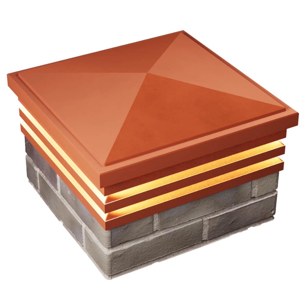 Колпак Zking Бона ХайТек Красный на столб 1.5х1.5 кирпича (385х385мм) с подсветкой в Астрахани фото