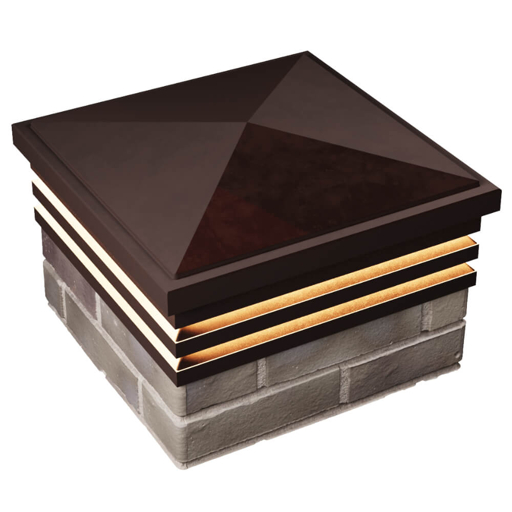 Колпак Zking Бона ХайТек Коричневый на столб 1.5х1.5 кирпича (385х385мм) с подсветкой в Астрахани фото