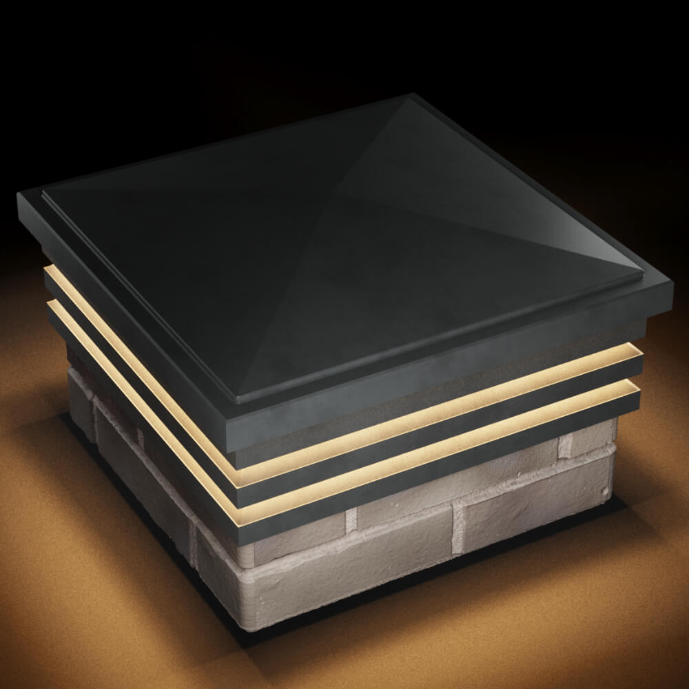 Колпак Zking Бона ХайТек Серый на столб 1.5х1.5 кирпича (385х385мм) с подсветкой в Астрахани фото