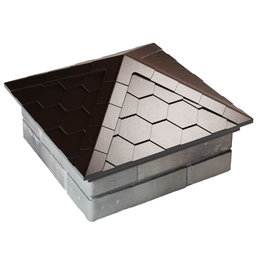 Колпак Zking Эверест Коричневый на столб 1.5х1.5 кирпича (390х390мм) в Астрахани фото