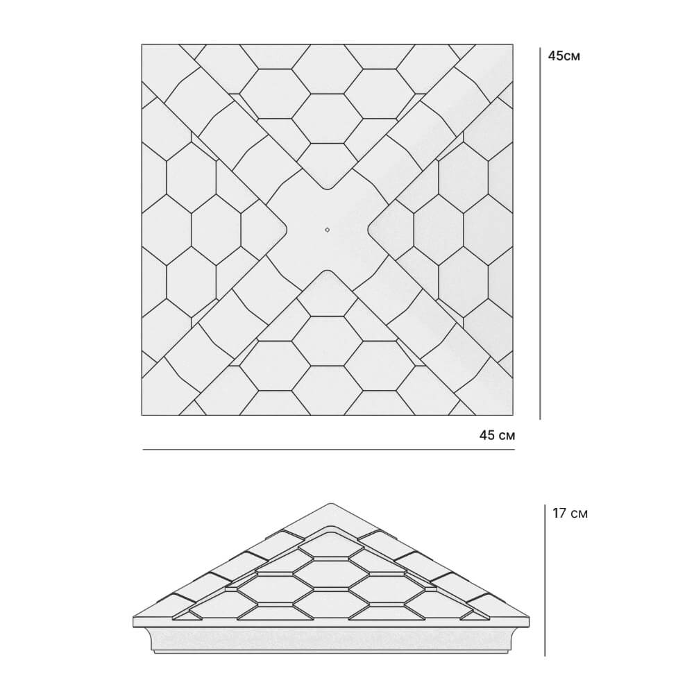 Колпак Zking Эверест Серый на столб 1.5х1.5 кирпича (390х390мм) в Астрахани фото