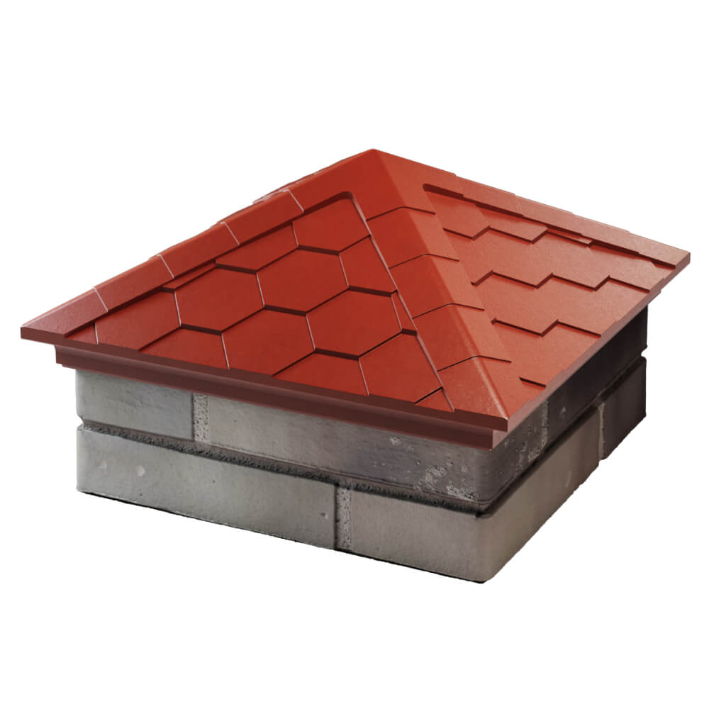 Колпак Zking Эверест Красный на столб 1.5х1.5 кирпича (390х390мм) в Астрахани фото