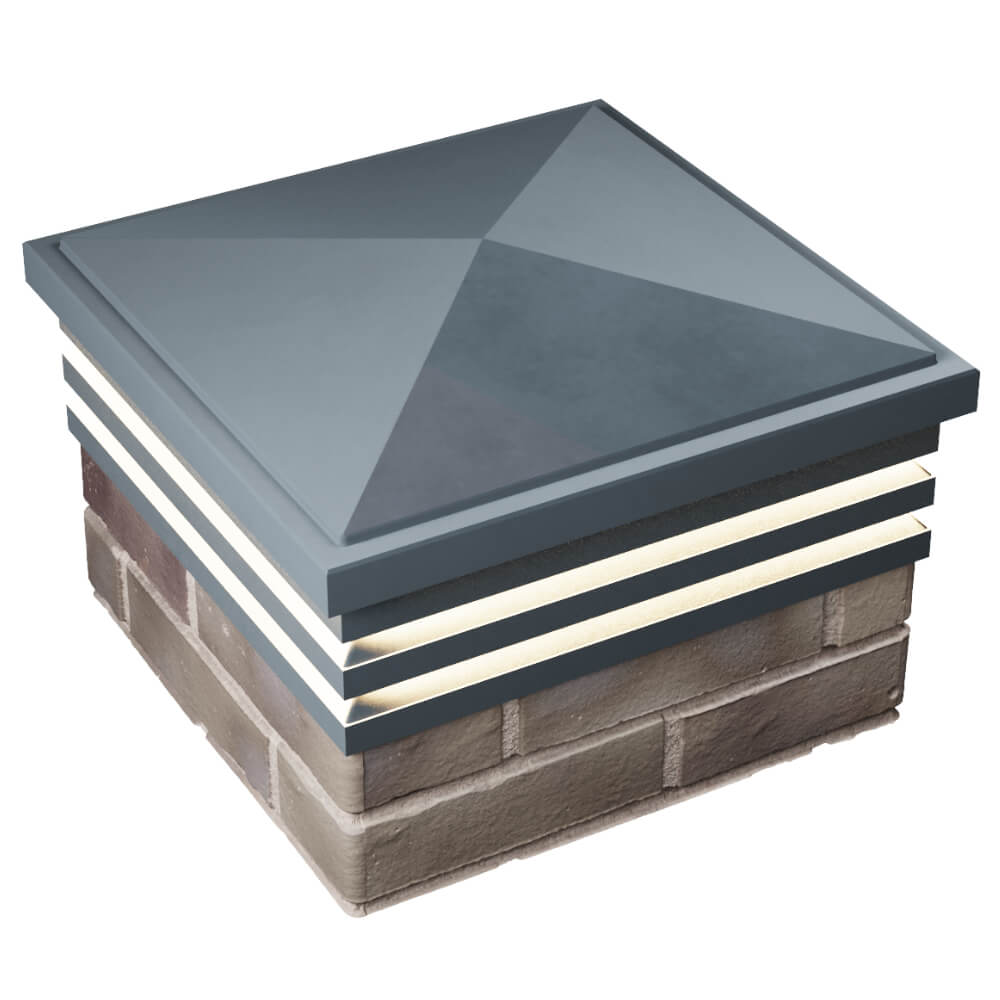 Колпак Zking Бона ХайТек Серый на столб 1.5х1.5 кирпича (385х385мм) с подсветкой в Астрахани фото