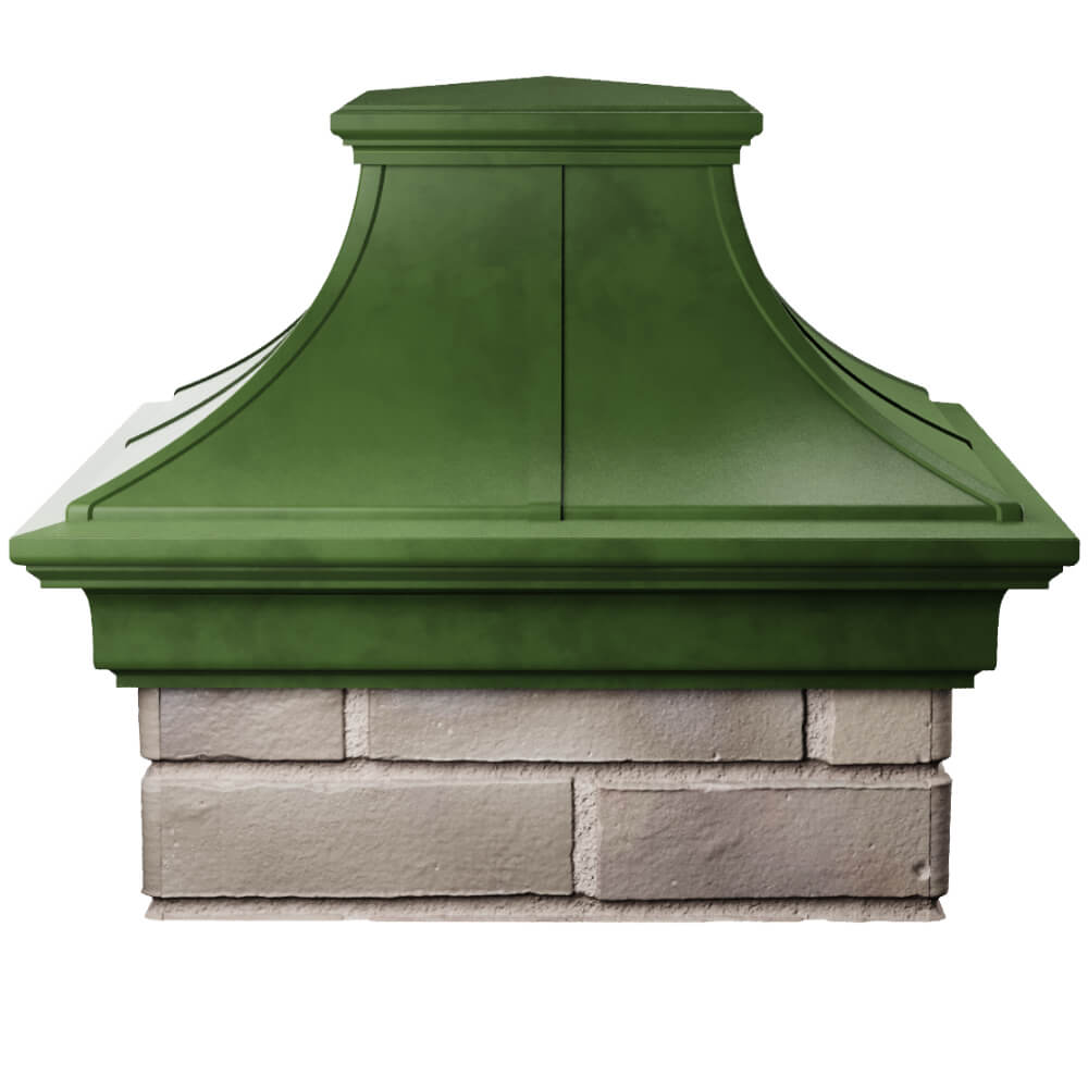 Колпак Zking Монблан Премиум Зеленый на столб 1.5х1.5 кирпича (385х385мм) Астрахань фото