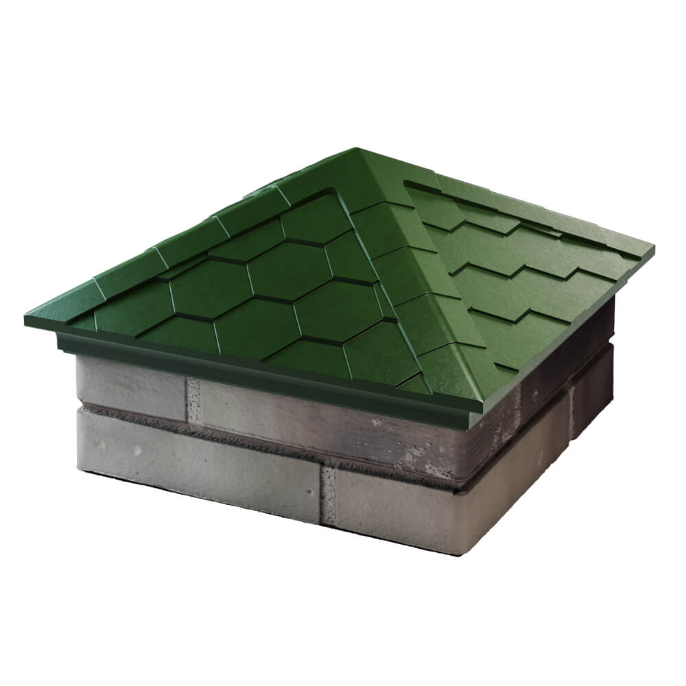 Колпак Zking Эверест Зеленый на столб 1.5х1.5 кирпича (390х390мм) в Астрахани фото