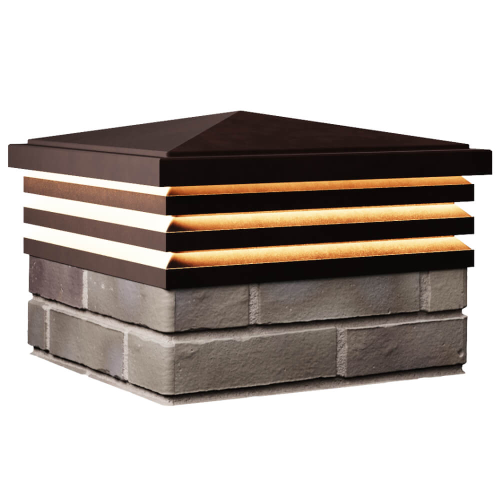 Колпак Zking Бона ХайТек Коричневый на столб 1.5х1.5 кирпича (385х385мм) с подсветкой в Астрахани фото