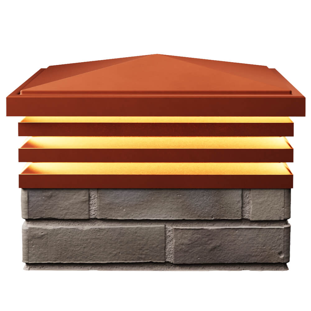 Колпак Zking Бона ХайТек Красный на столб 1.5х1.5 кирпича (385х385мм) с подсветкой в Астрахани фото