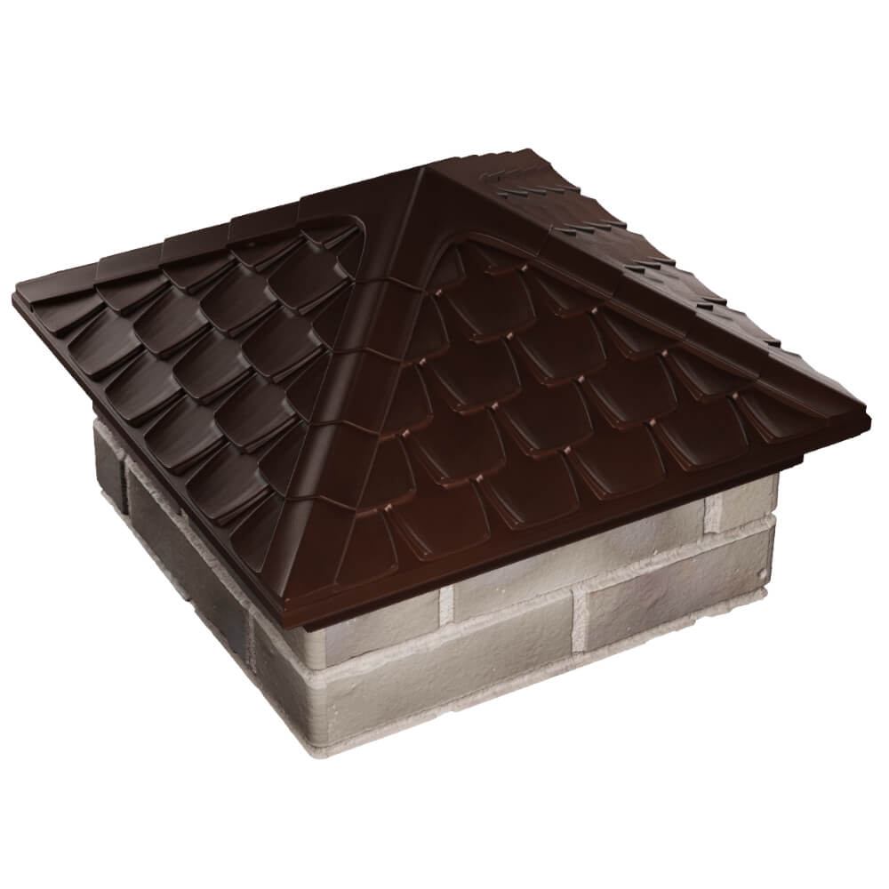 Колпак Zking Эльбрус Коричневый на столб 1.5х1.5 кирпича (385х385мм) в Астрахани фото