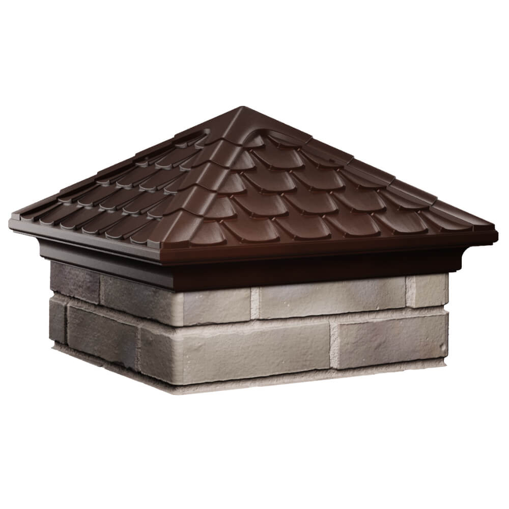 Колпак Zking Эльбрус Коричневый на столб 1.5х1.5 кирпича (385х385мм) в Астрахани фото