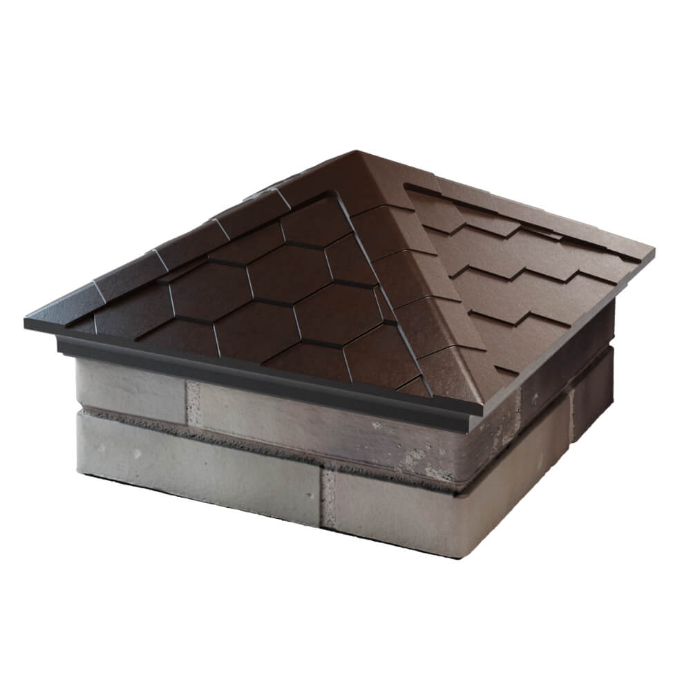 Колпак Zking Эверест Коричневый на столб 1.5х1.5 кирпича (390х390мм) в Астрахани фото